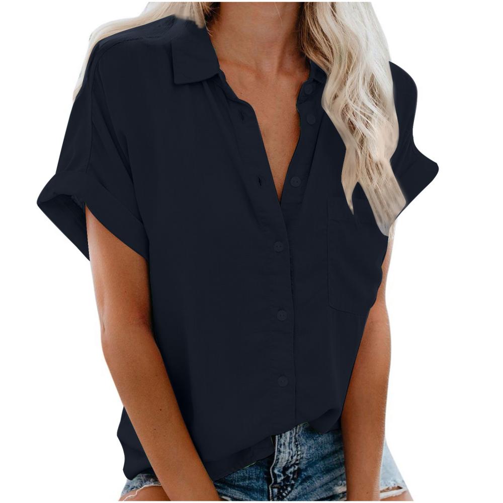 Shirts | Easy Solid Short-Sleeved Camp Shirt  –  Womens Clothing Shirts