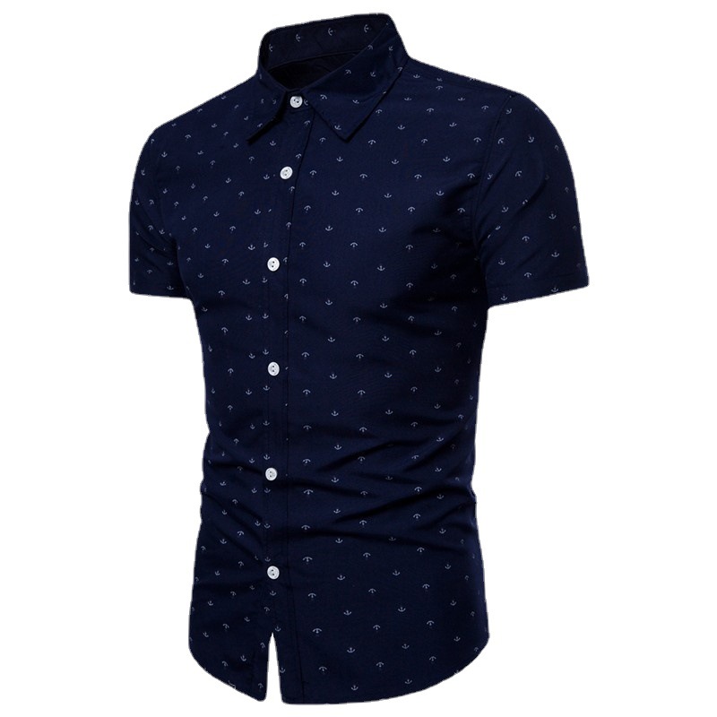 Shirts | Printed Tech Chambray Short-Sleeved Shirt  –  Mens Clothing Mens