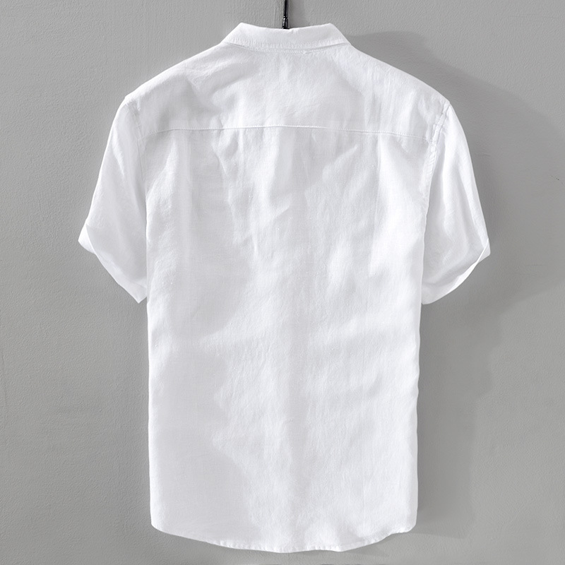 Shirts | Pure Linen Short-Sleeved Shirt  –  Mens Clothing Mens